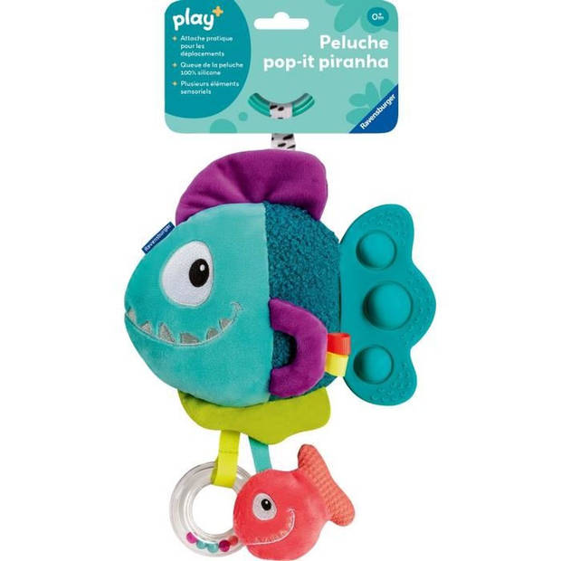 Ravensburger -PLAY+ - Blauwe piranha pop-it knuffel - Vanaf de geboorte - Franse versie - 34016