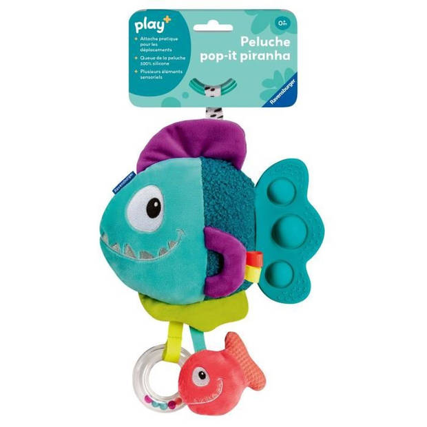 Ravensburger -PLAY+ - Blauwe piranha pop-it knuffel - Vanaf de geboorte - Franse versie - 34016