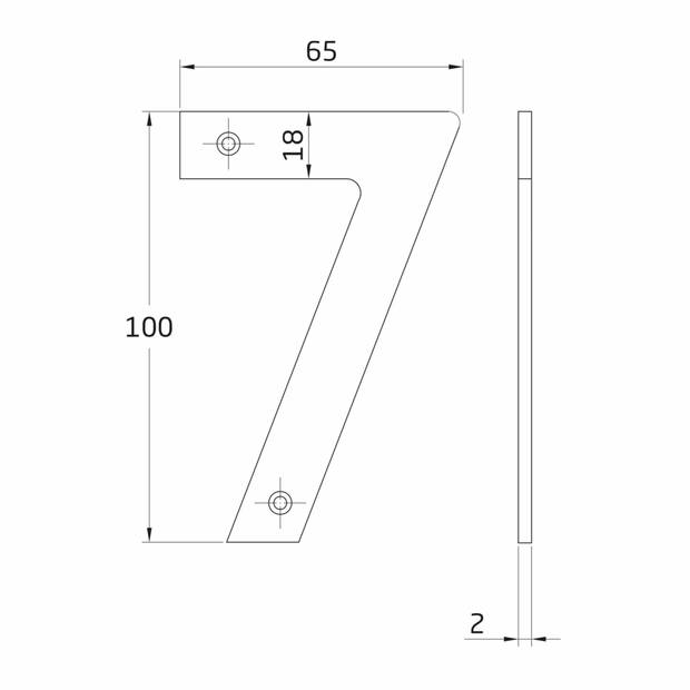 AMIG Huisnummer 77 - massief Inox RVS - 10cm - incl. bijpassende schroeven - zilver - Huisnummers