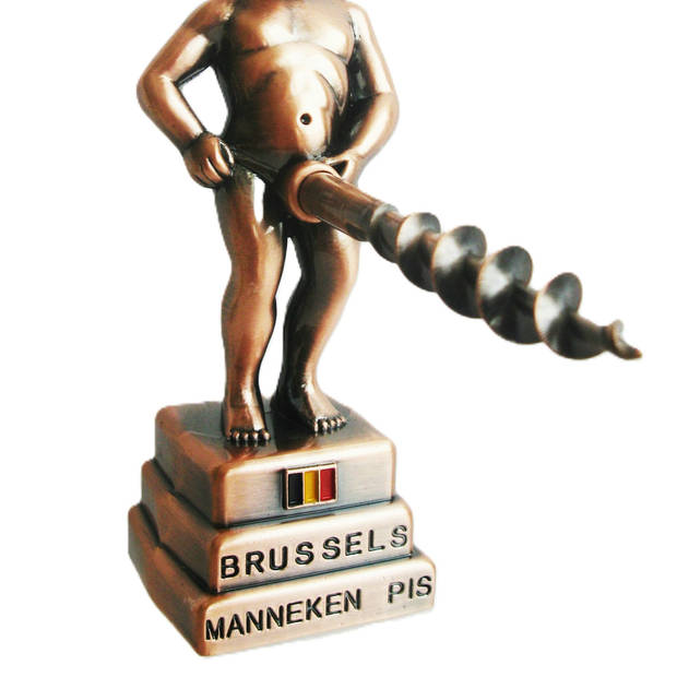 Manneke Pis flesopener/kurkentrekker - wijnflessen openener - brons - 13 cm - metaal - Kelnersmessen