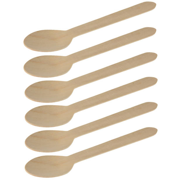 BBQ/verjaardag/camping wegwerp bestek - lepels - 40x - hout - 16 cm - eco friendly/composteerbaar - Eetlepels