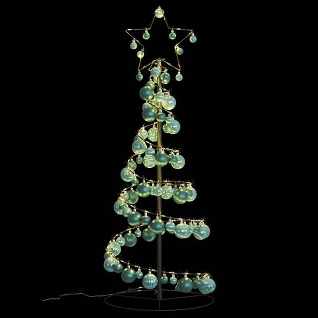 vidaXL Kerstboom lichtkegel met kerstballen 80 LED's warmwitte 120 cm