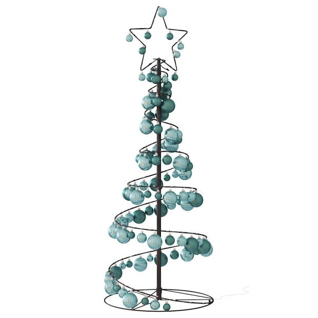 vidaXL Kerstboom lichtkegel met kerstballen 80 LED's warmwitte 120 cm