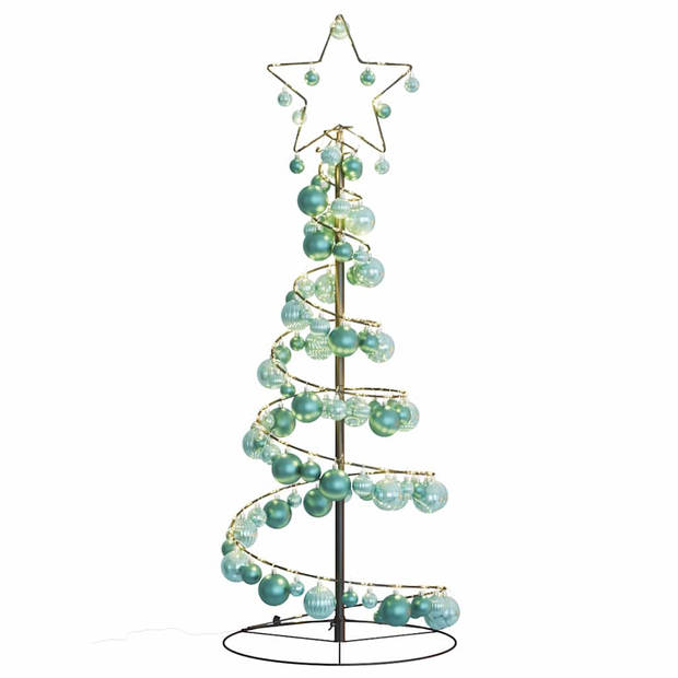 vidaXL Kerstboom lichtkegel met kerstballen 80 LED's warmwitte 120 cm