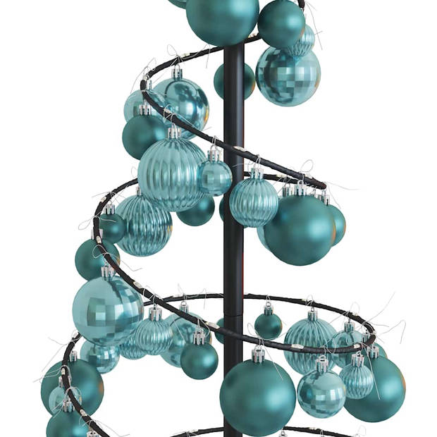 vidaXL Kerstboom lichtkegel met kerstballen 80 LED's warmwitte 120 cm