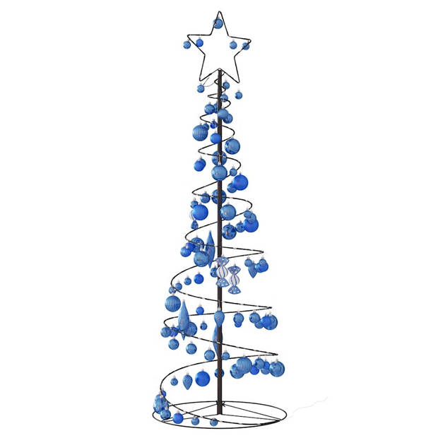 vidaXL Kerstboom lichtkegel met kerstballen 100 LED's warmwitte 150 cm