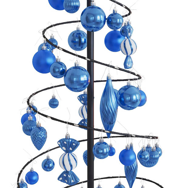 vidaXL Kerstboom lichtkegel met kerstballen 100 LED's warmwitte 150 cm