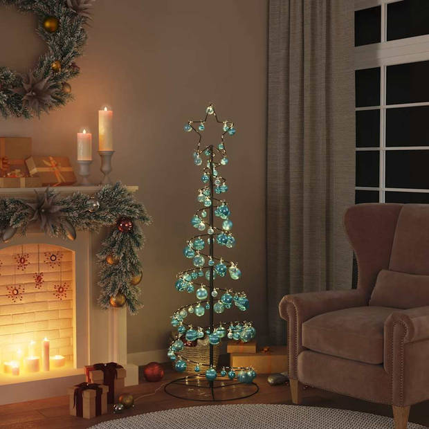 vidaXL Kerstboom lichtkegel met kerstballen 100 LED's warmwitte 150 cm