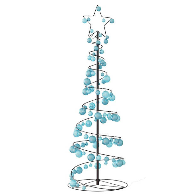 vidaXL Kerstboom lichtkegel met kerstballen 100 LED's warmwitte 150 cm