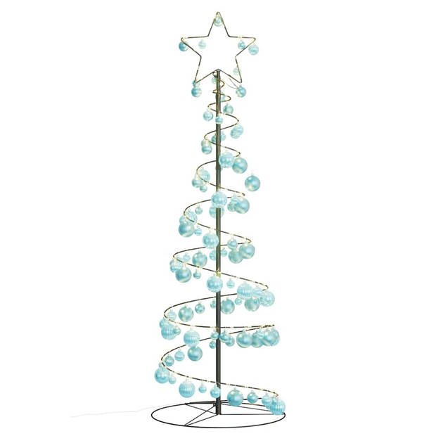 vidaXL Kerstboom lichtkegel met kerstballen 100 LED's warmwitte 150 cm