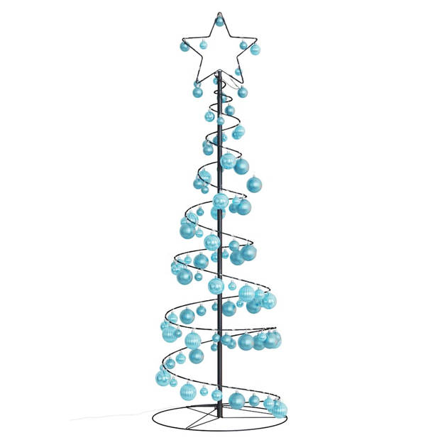 vidaXL Kerstboom lichtkegel met kerstballen 100 LED's warmwitte 150 cm