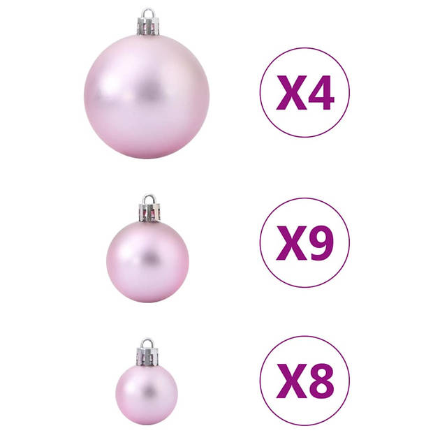 vidaXL Kerstballen 98 st Ø3/4/6 cm roze