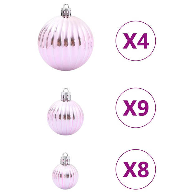 vidaXL Kerstballen 98 st Ø3/4/6 cm roze