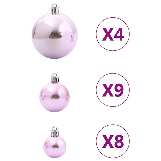 vidaXL Kerstballen 98 st Ø3/4/6 cm roze