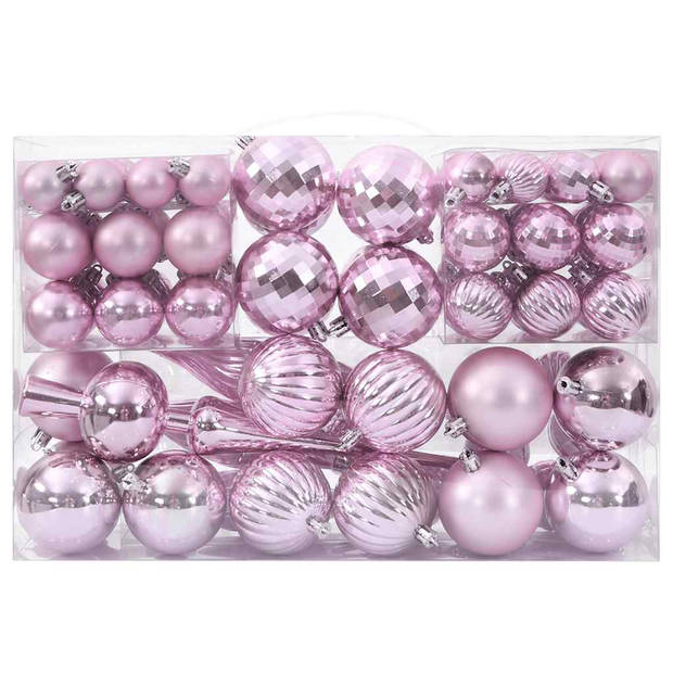 vidaXL Kerstballen 98 st Ø3/4/6 cm roze