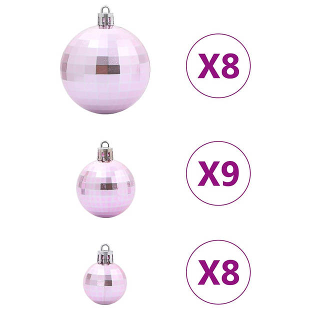 vidaXL Kerstballen 98 st Ø3/4/6 cm roze