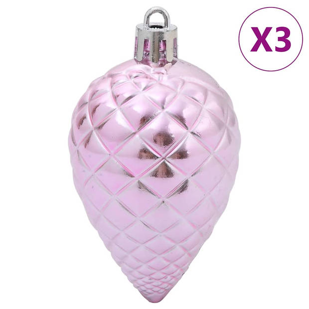 vidaXL Kerstballen 98 st Ø3/4/6 cm roze