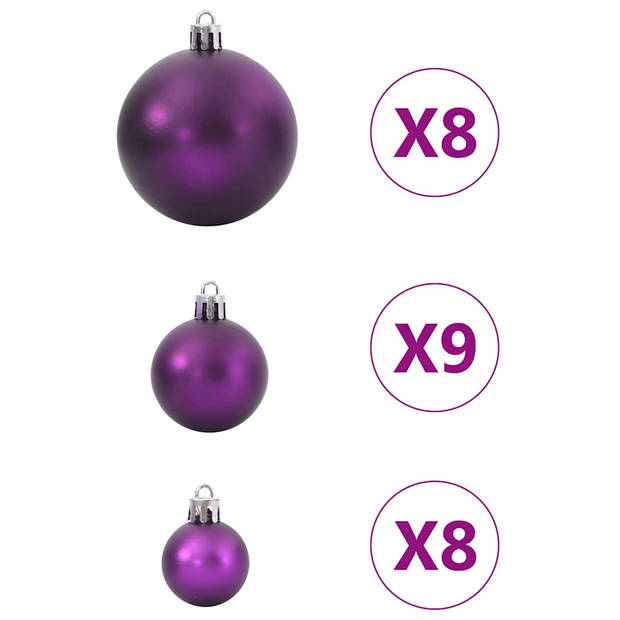 vidaXL Kerstballen 100 st Ø3/4/6 cm lila