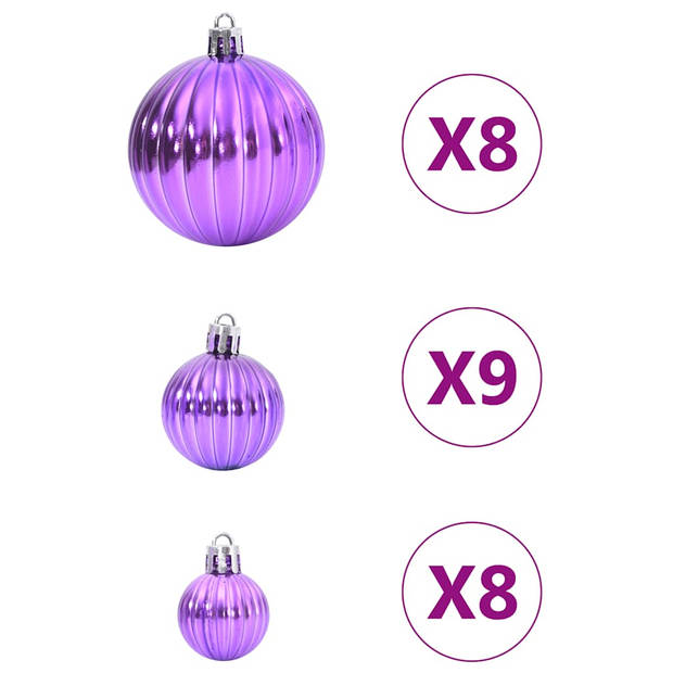 vidaXL Kerstballen 100 st Ø3/4/6 cm lila