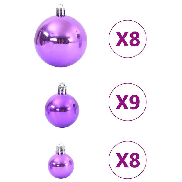 vidaXL Kerstballen 100 st Ø3/4/6 cm lila