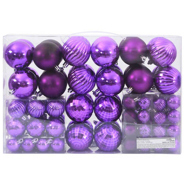 vidaXL Kerstballen 100 st Ø3/4/6 cm lila