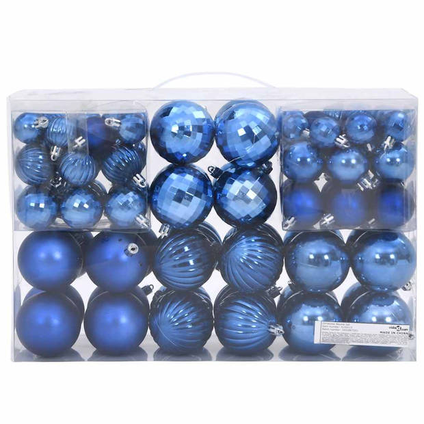 vidaXL Kerstballen 100 st Ø3/4/6 cm blauw