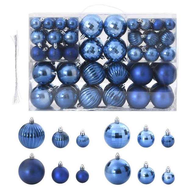 vidaXL Kerstballen 100 st Ø3/4/6 cm blauw