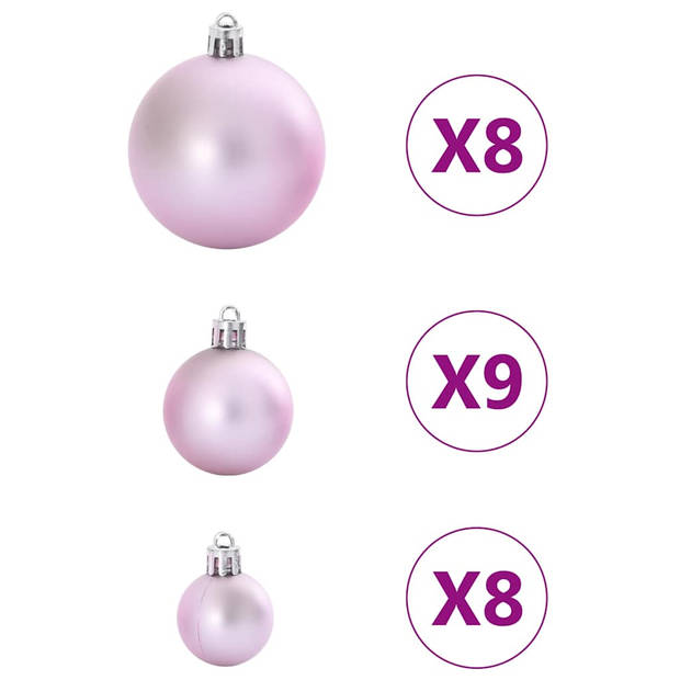 vidaXL Kerstballen 100 st Ø3/4/6 cm roze