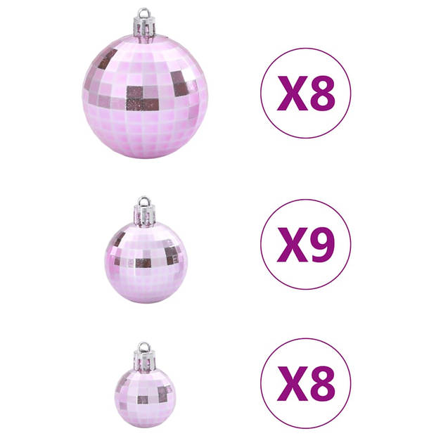 vidaXL Kerstballen 100 st Ø3/4/6 cm roze