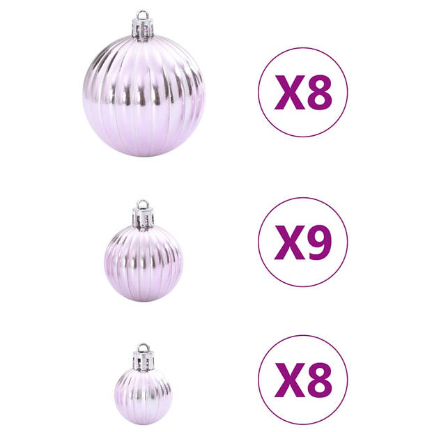 vidaXL Kerstballen 100 st Ø3/4/6 cm roze