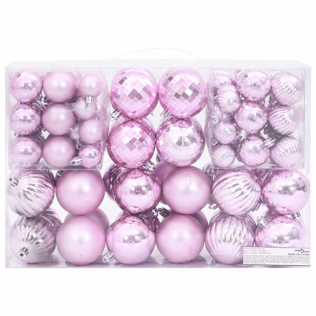 vidaXL Kerstballen 100 st Ø3/4/6 cm roze