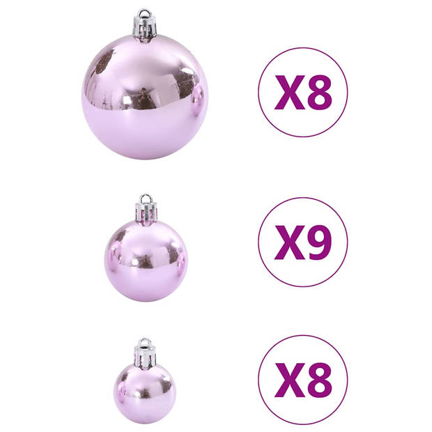 vidaXL Kerstballen 100 st Ø3/4/6 cm roze