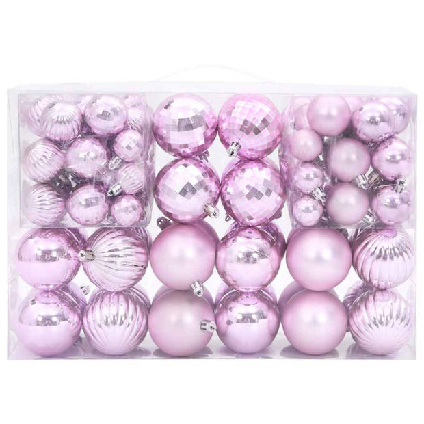 vidaXL Kerstballen 100 st Ø3/4/6 cm roze