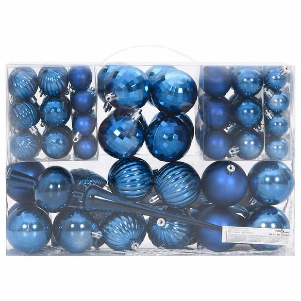 vidaXL Kerstballen 98 st Ø3/4/6 cm blauw