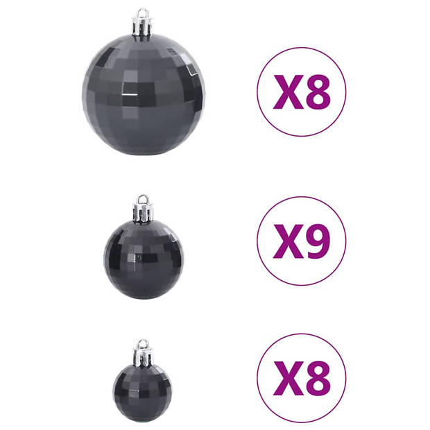 vidaXL Kerstballen 100 st Ø3/4/6 cm zwart