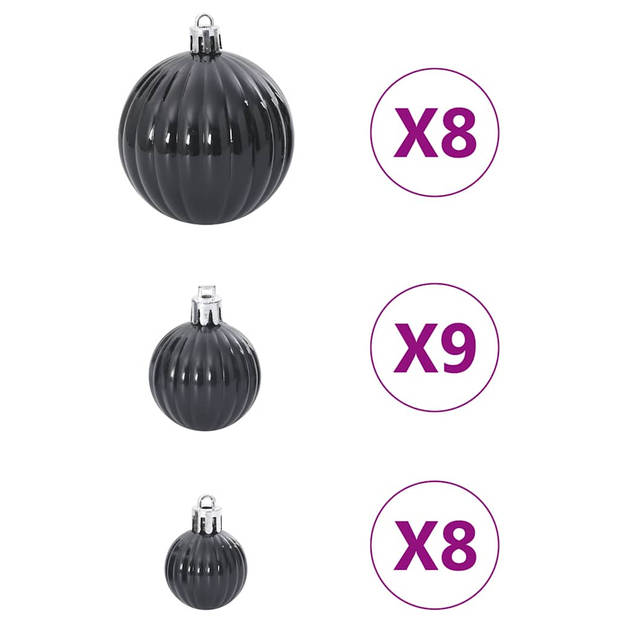 vidaXL Kerstballen 100 st Ø3/4/6 cm zwart