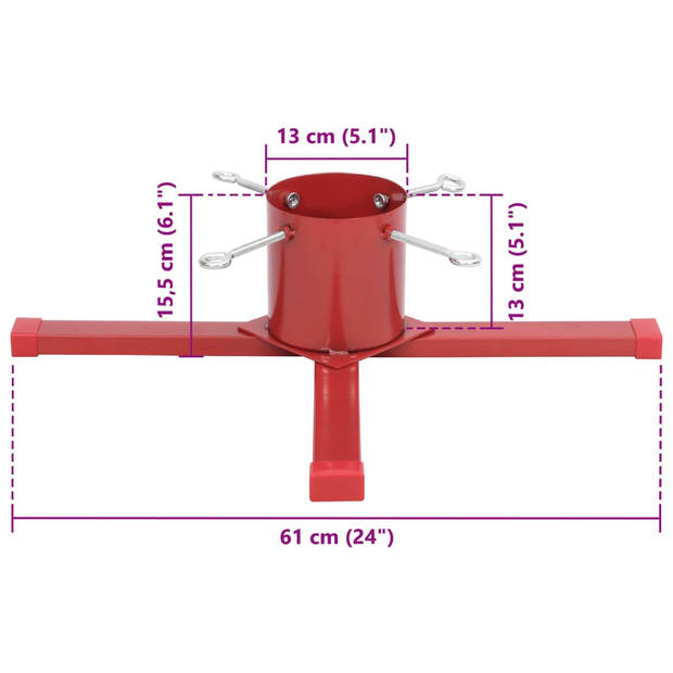 vidaXL Kerstboomstandaard 61x61x15,5 cm rood