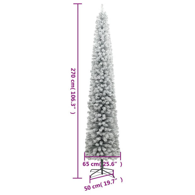 vidaXL Kunstkerstboom smal met standaard en sneeuw 270 PVC