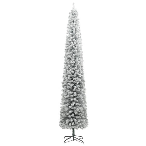 vidaXL Kunstkerstboom smal met standaard en sneeuw 270 PVC