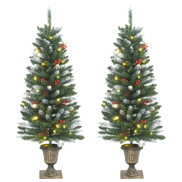 vidaXL Kunstkerstbomen 2 st 100 LED's 120 cm groen