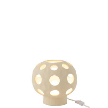 J-line - Tafel Lamp Globe Aardewerk Beige - 25x25x21.5cm