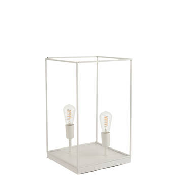 J-line - Lamp 2 Lampen Rechthoekig Frame Metaal Wit Large - 30.5x30.5x51cm