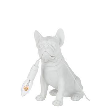 J-line - Lamp Bulldog Poly Wit - 25x15x29cm