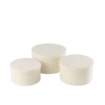 J-line - Set Van 3 Dozen Rond Plat Fluweel Papier Wit - 32x32x18cm