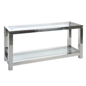 J-line - Console Roestvrij Staal/glas Zilv 140x40x70cm - 140x40x70cm