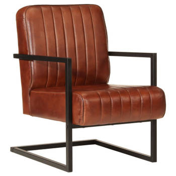 vidaXL Fauteuil echt leer bruin