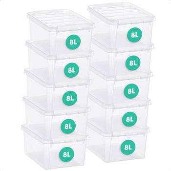 Opbergbox SET VAN 10 - 8L - Orthex - SmartStore - Transparant, wit