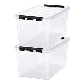 Opbergbox SET VAN 2 - 47L - Orthex - SmartStore - Transparant, zwart