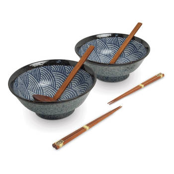 Edo Japan - Ramen Bowl Set Japanse Golf 2pers O/22cm H9cm