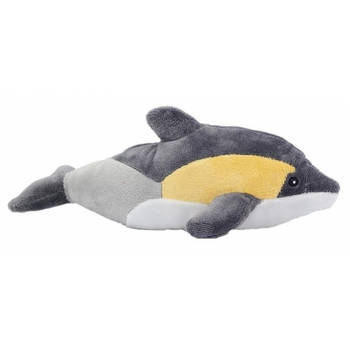 Pia Soft Toys pluche knuffel dier Dolfijn - 25 cm - grijs/geel/wit - zeedieren/vissen - Dolfijnen - Knuffel zeedieren